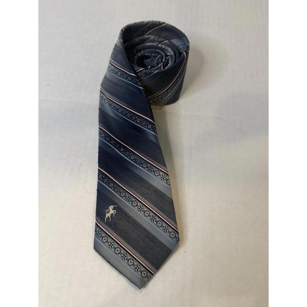 Bronzini VMen's Necktie Tie Polyester Silk Blend Navy & LightBlue With Red Dot